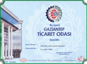 Gaziantep Ticaret Odası Üyelik Belgesi